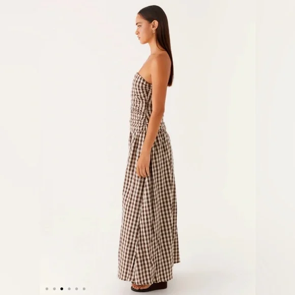 Peppermayo Exclusive - Carmel Maxi Dress - Brown Gingham (never worn) - Picture 3 of 6